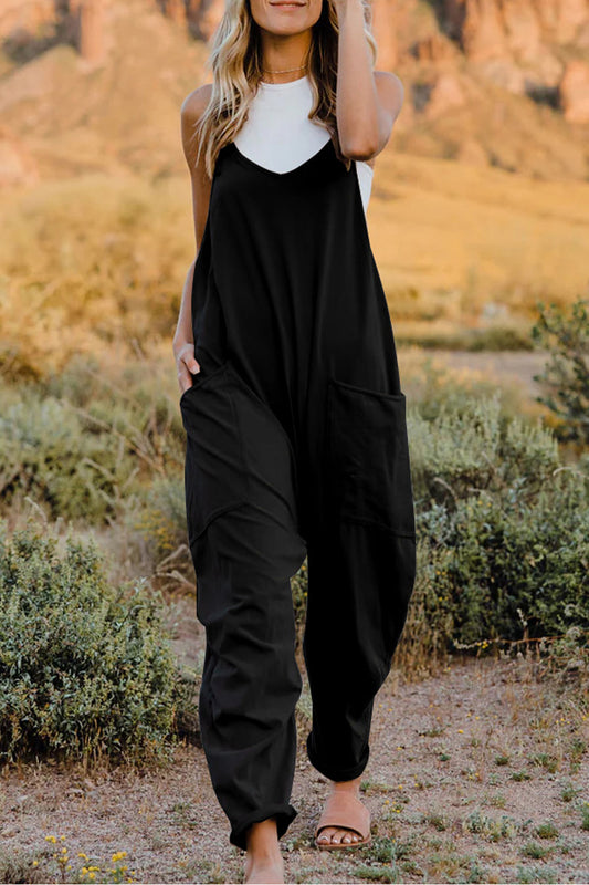 Double Take Full Size V-Neck Sleeveless Jumpsuit with Pockets - Fit4Goals.com