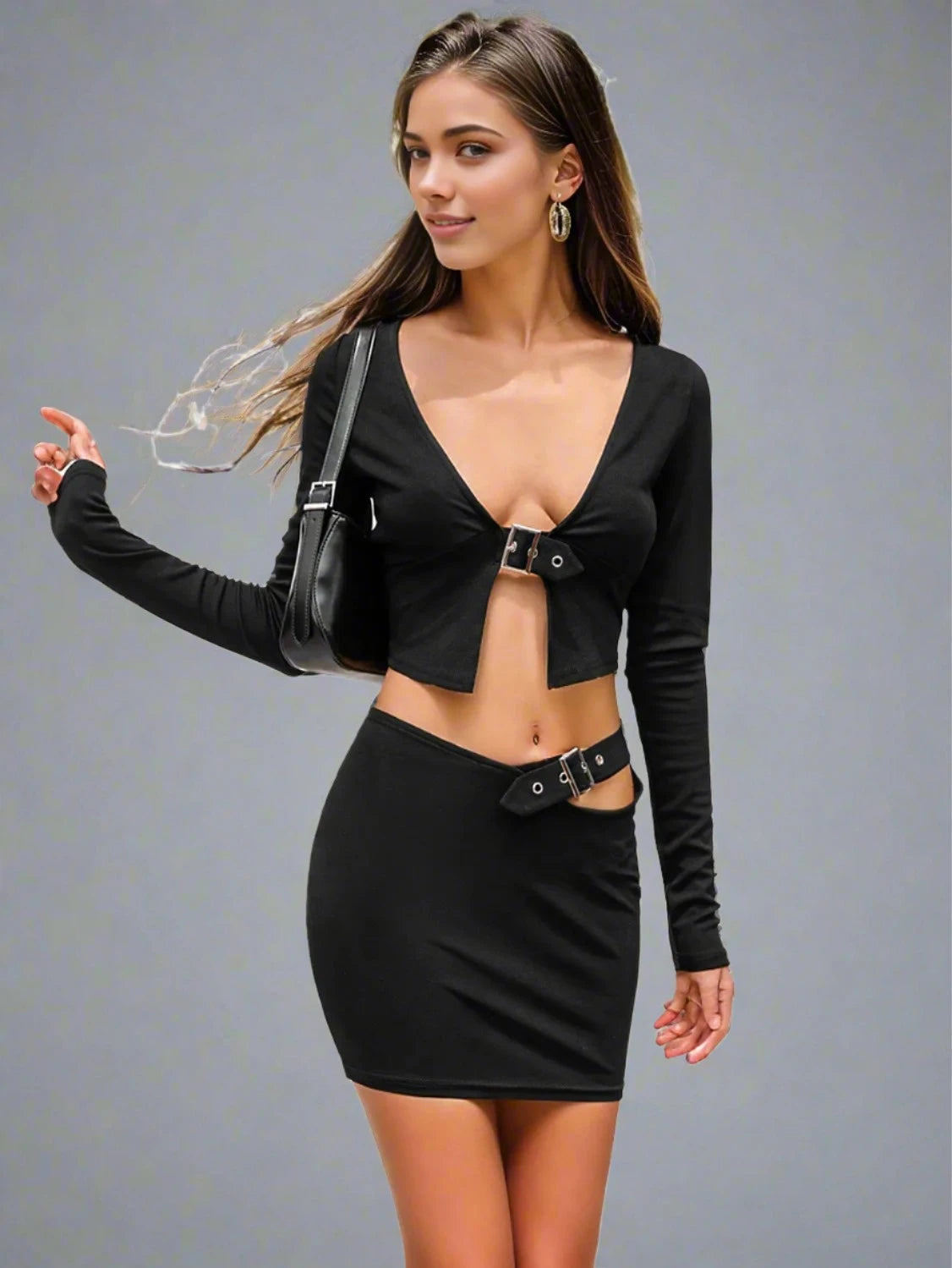 Cropped Top and Cutout Skirt Set - Fit4Goals.com