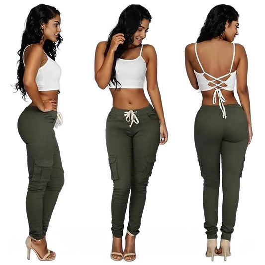 New Arrival Elegant Elastic Women Pants Oversize Drawstring Long Pencil Pants Skinny Office Lady Fashion Trousers ３XL ４XL - - women's bottom