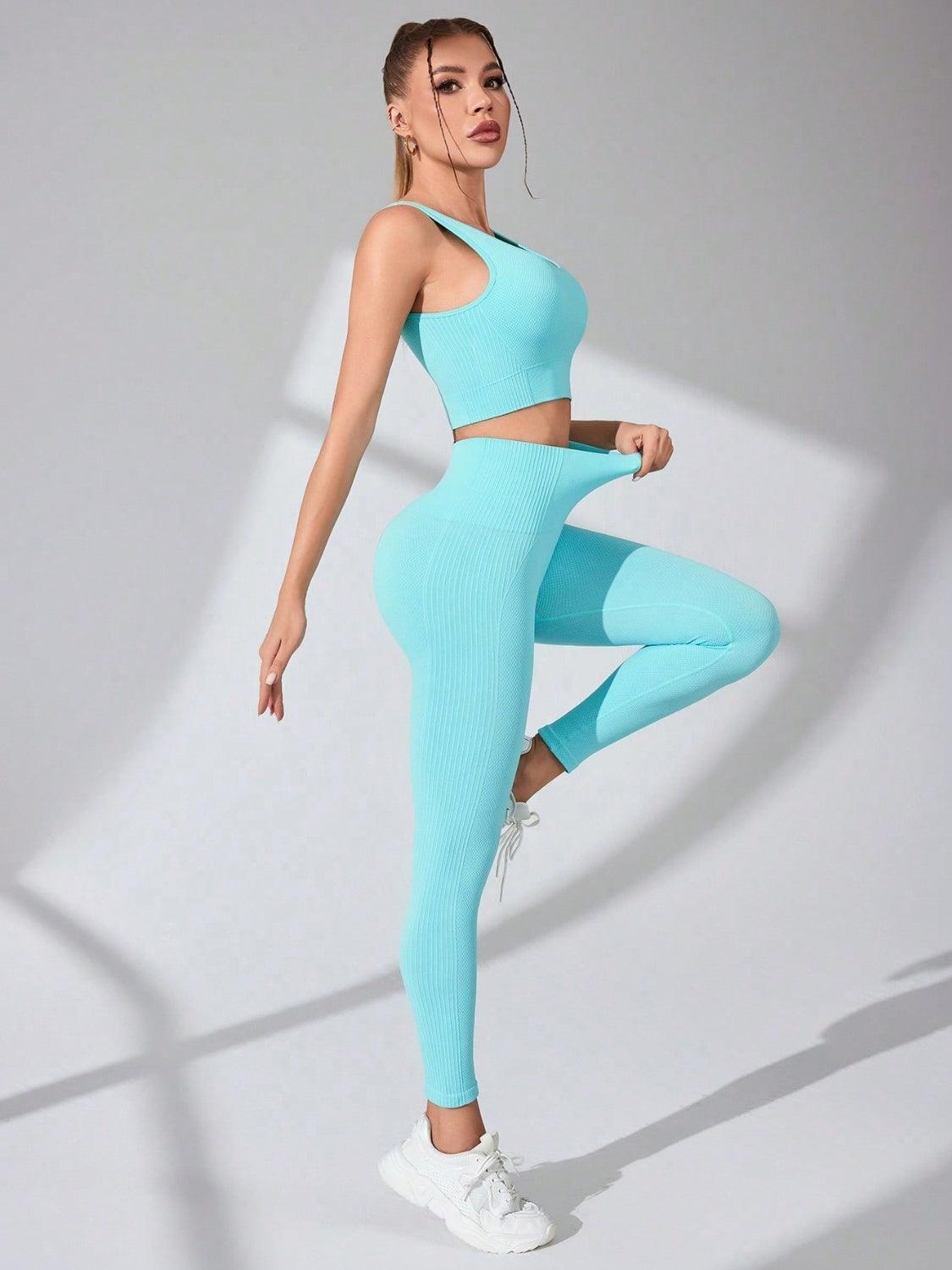 Scoop Neck Wide Strap Top and Pants Active Set - - LEGGINGS