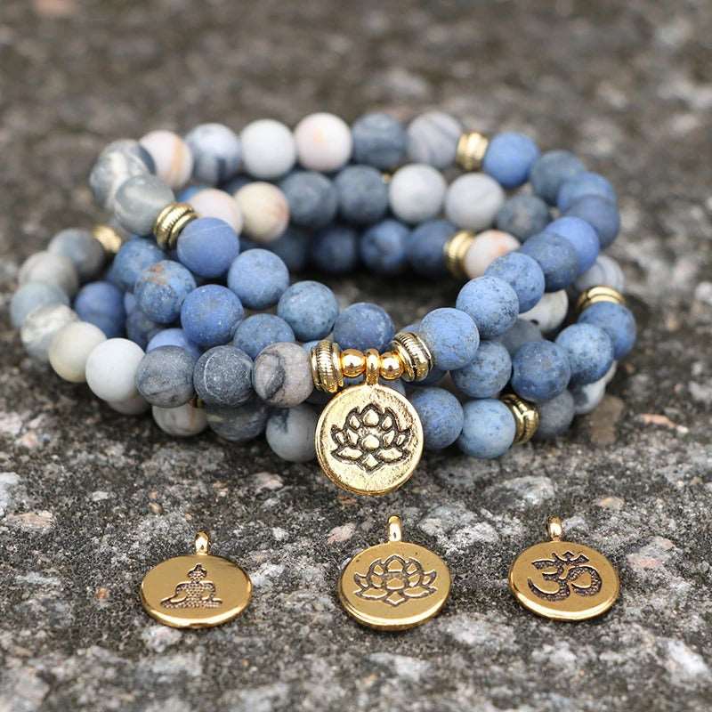 Amazon Stone Tiger Eye Stone Bracelet Necklace 108 Buddha Beads Lotus Bracelet - Fit4Goals.com