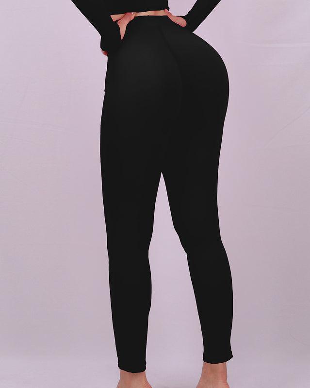 Women's High Waist Lift High Elastic Tight Yoga Pants - Black - leggins