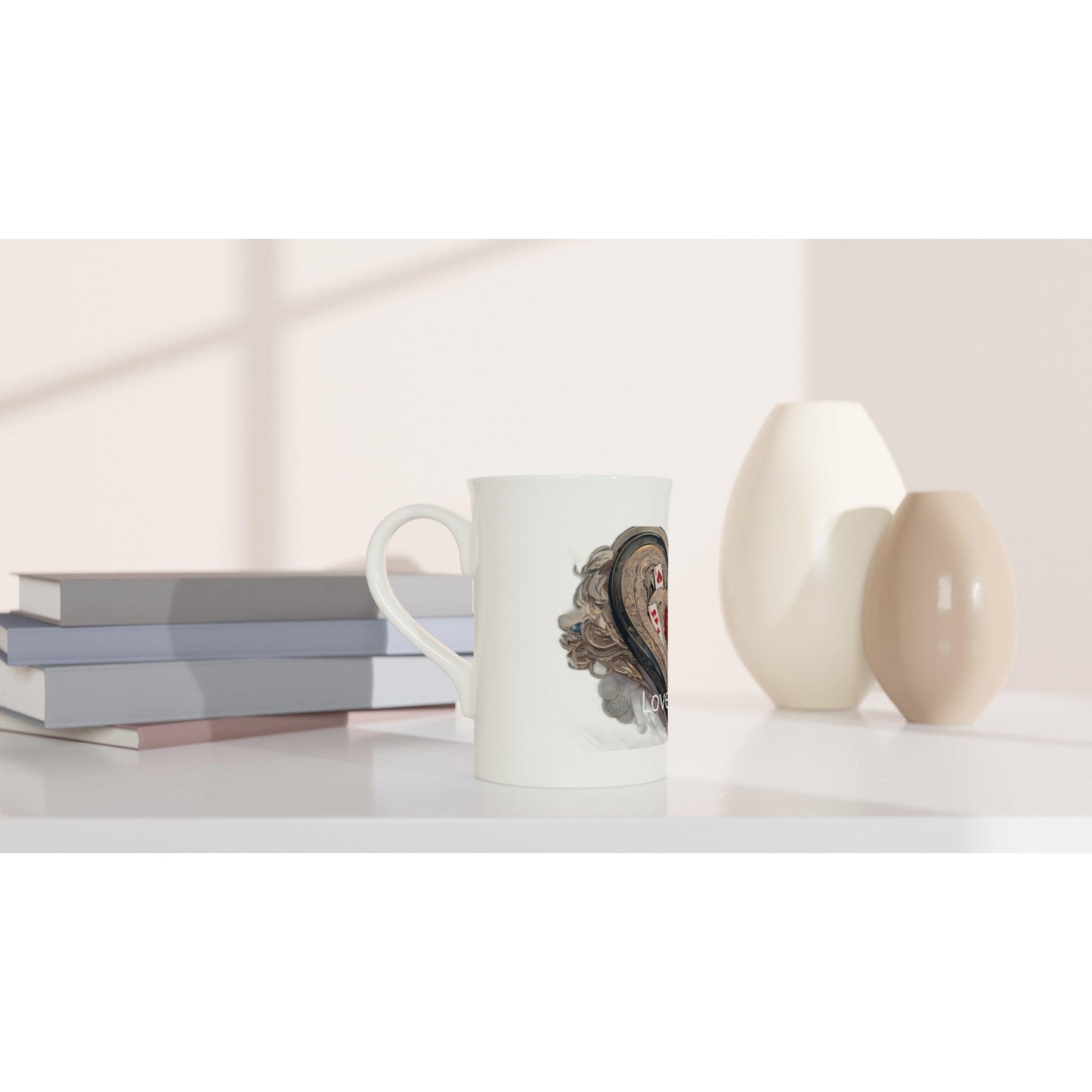 Love & Cards White 10oz Porcelain Slim Mug - - Print Material