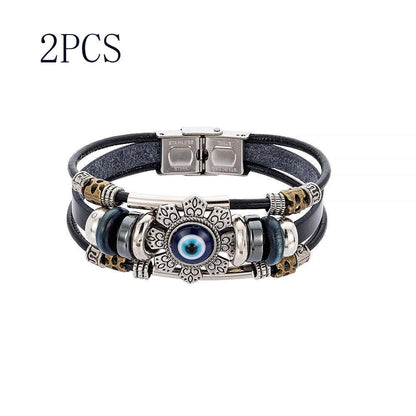 Turkish blue eye alloy accessory bracelet - 2PCS Black 2PCS - Accessories & Jewelry