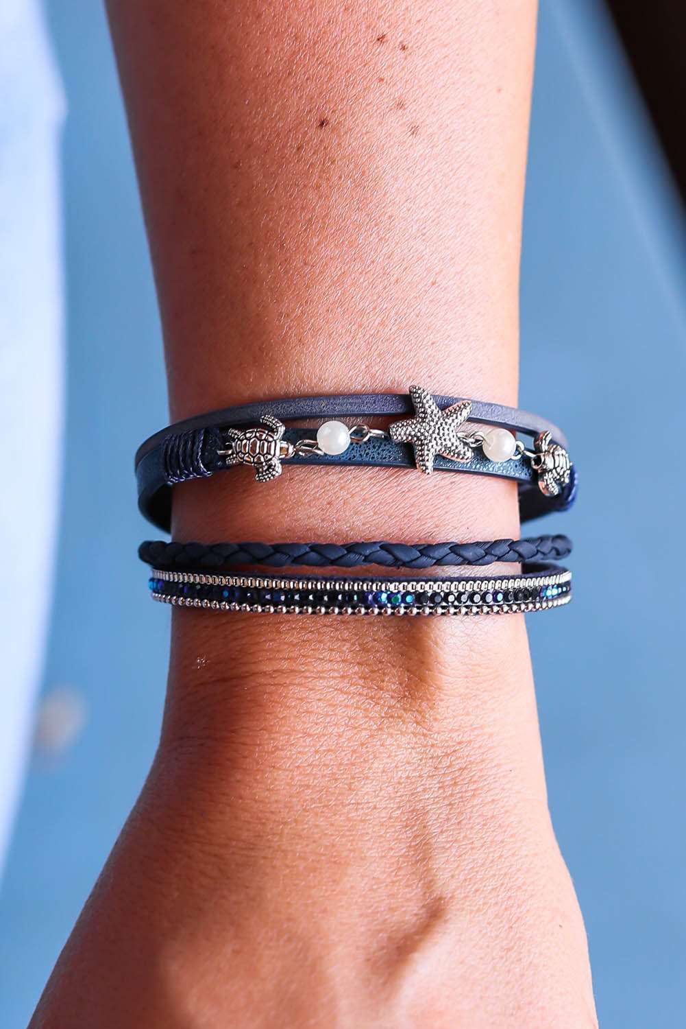 Unisex Blue Starfish Turtle Magnet Buckle Bracelet - Fit4Goals.com