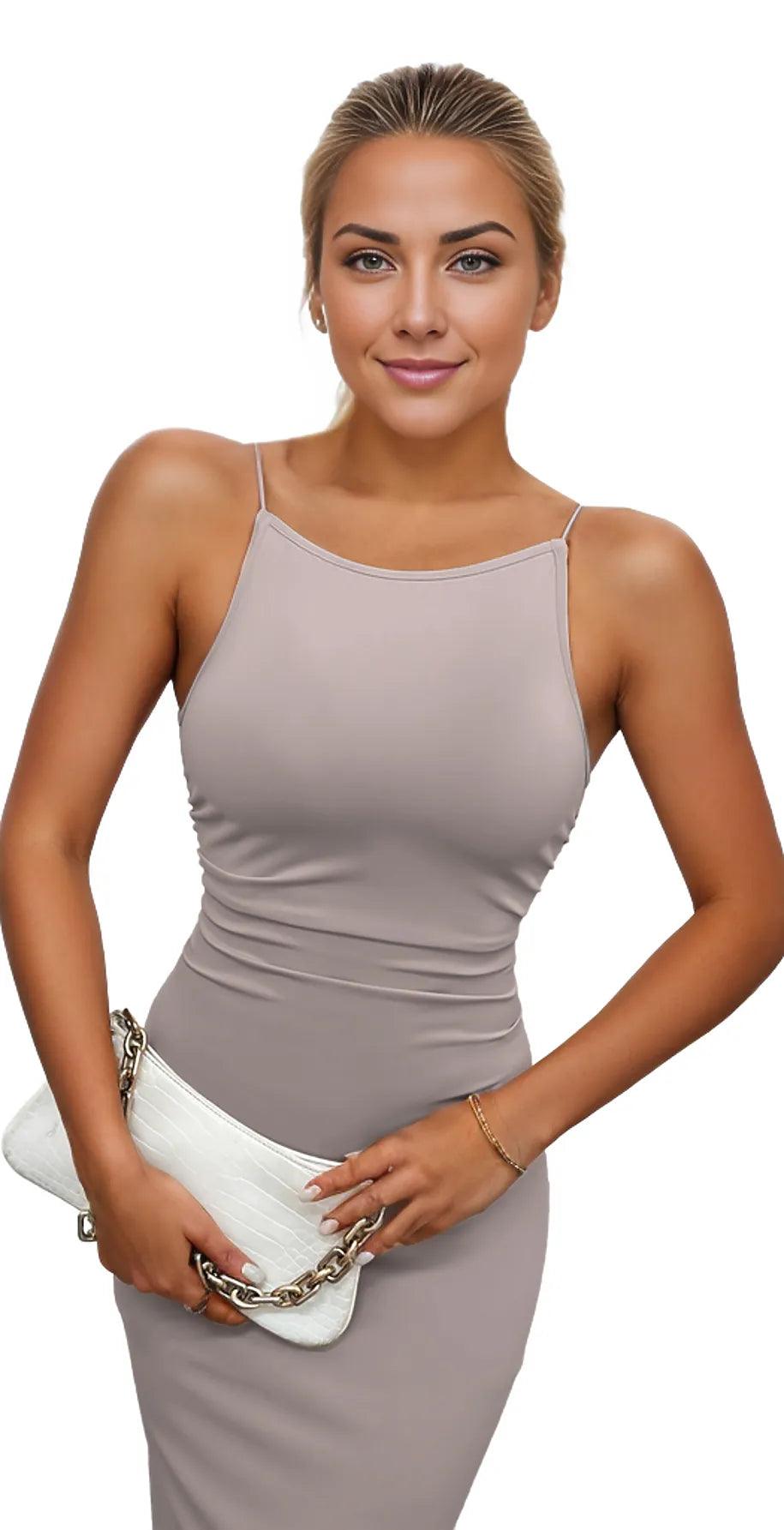 Round Neck Wrap Midi Cami Dress - Lilac - Women's Fashion - Women's Clothing - Suits & Sets - Women's Sets