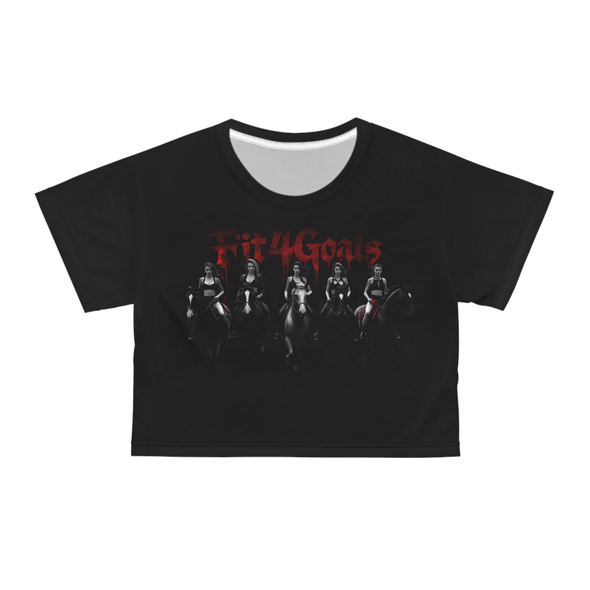Motivational Crop Tee for Fitness Enthusiasts - 'Fit4Goals' - Black stitching - T-Shirt