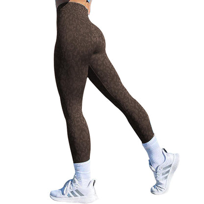 Women's Push-Up Booty Leggings - Gym & Yoga Pants - Coffee leopard print - leggins