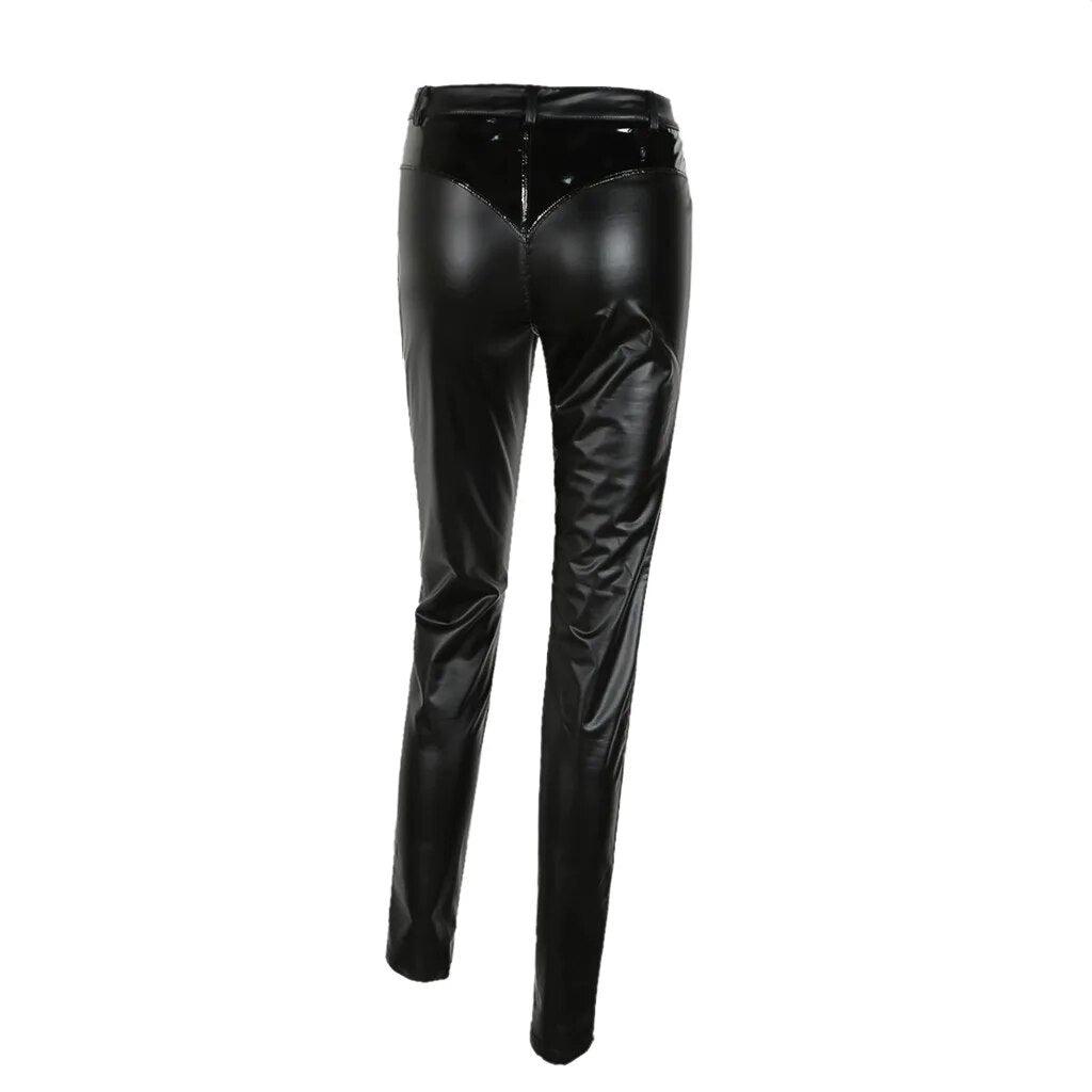 Stretch Push Up Leggings Women Solid Black Slim Leather Pants Casual Stretch Pencil Trousers Thick Pants Sexy Leggings Women - - LEGGINGS