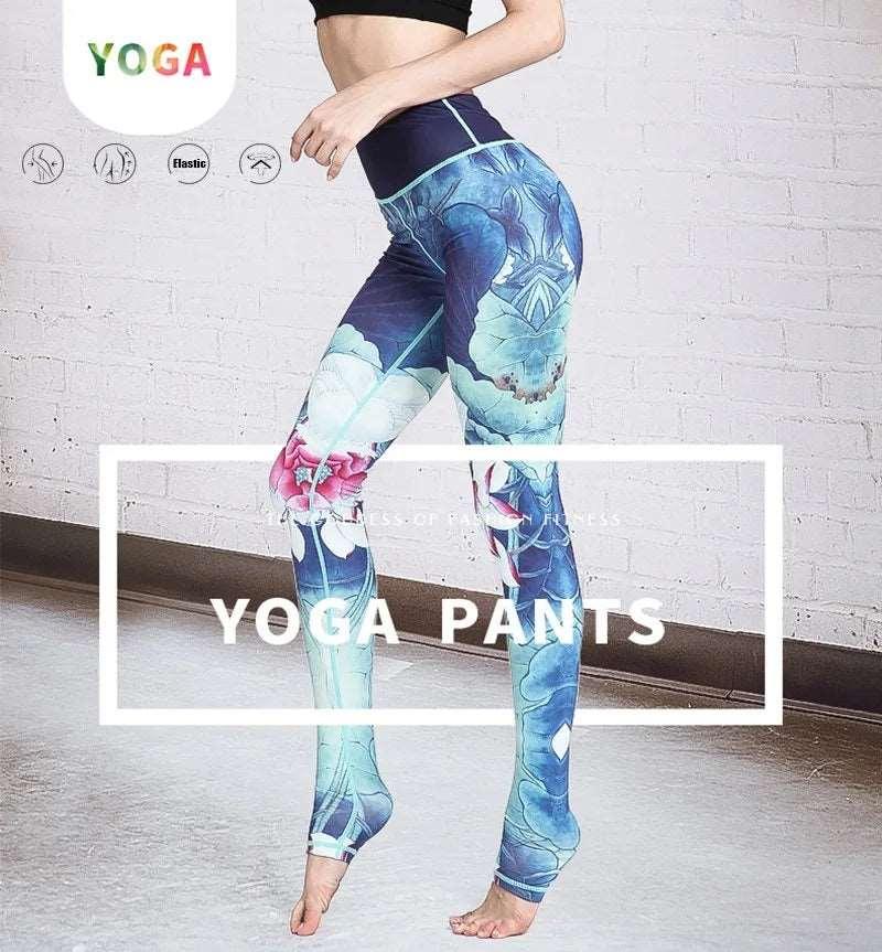 Fit4Goals™ High Waist Yoga Pants - Floral Push Up Leggings for Running - - Leggings