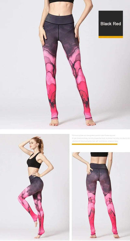 Fit4Goals™ High Waist Yoga Pants - Floral Push Up Leggings for Running - - Leggings