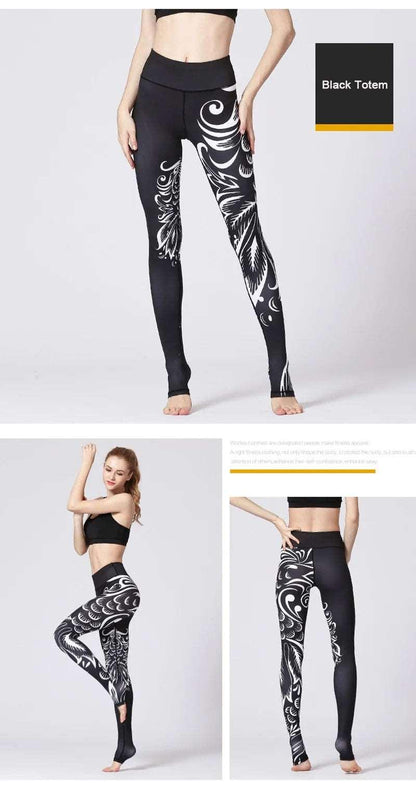 Fit4Goals™ High Waist Yoga Pants - Floral Push Up Leggings for Running - - Leggings