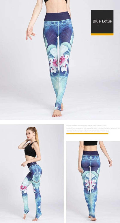 Fit4Goals™ High Waist Yoga Pants - Floral Push Up Leggings for Running - - Leggings