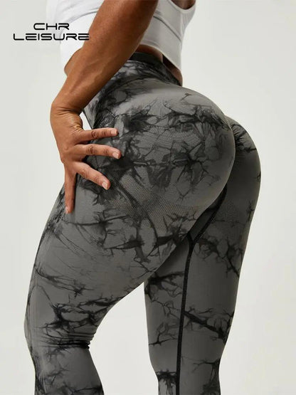 Tie Dye Bliss High Waist Leggings - Athletic and Seamless Gym Style - - LEGGINGS