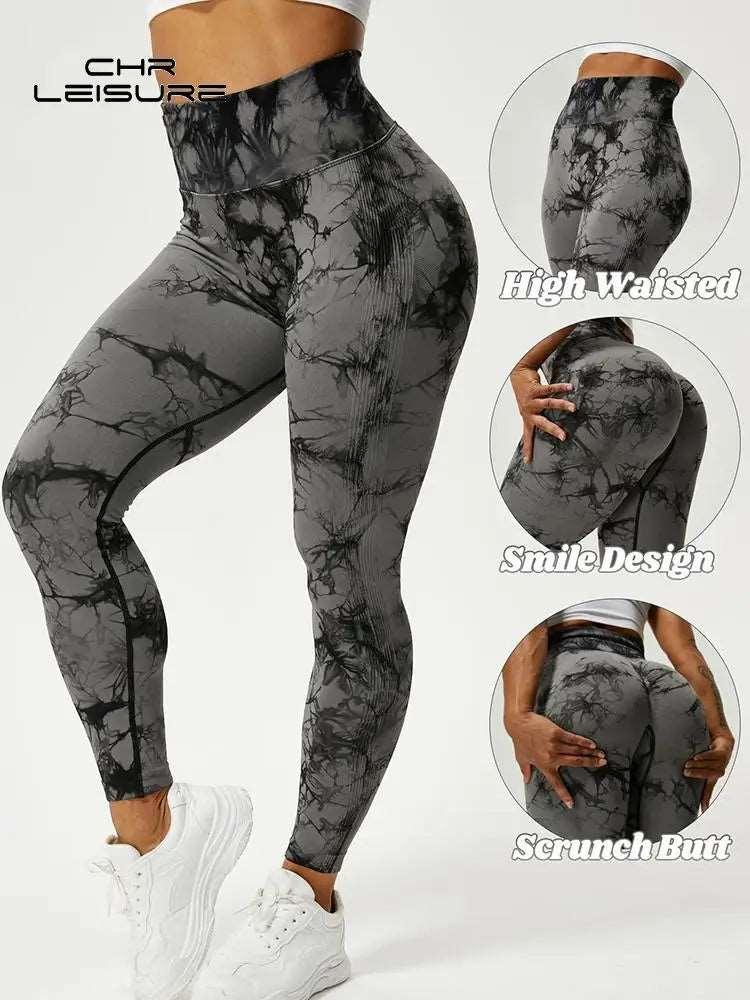 Tie Dye Bliss High Waist Leggings - Athletic and Seamless Gym Style - - LEGGINGS