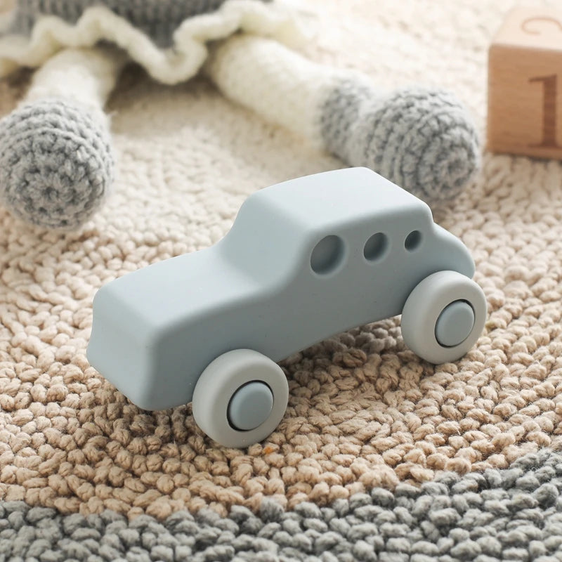 Silicone Baby Car Toy & Teether - Educational Blocks for 0-12 Months