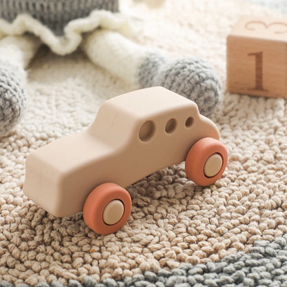 Silicone Baby Car Toy & Teether - Educational Blocks for 0-12 Months