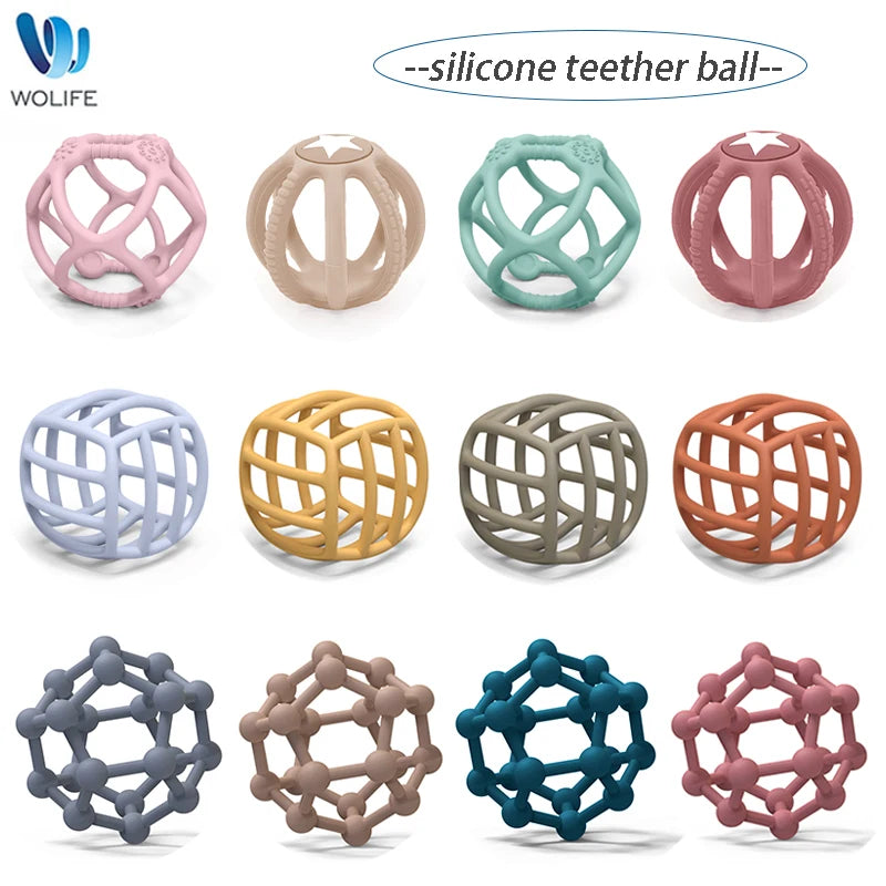 WOLIFE Baby Silicone Teether - Colorful, BPA-Free, Easy-Clean Chewing Toy