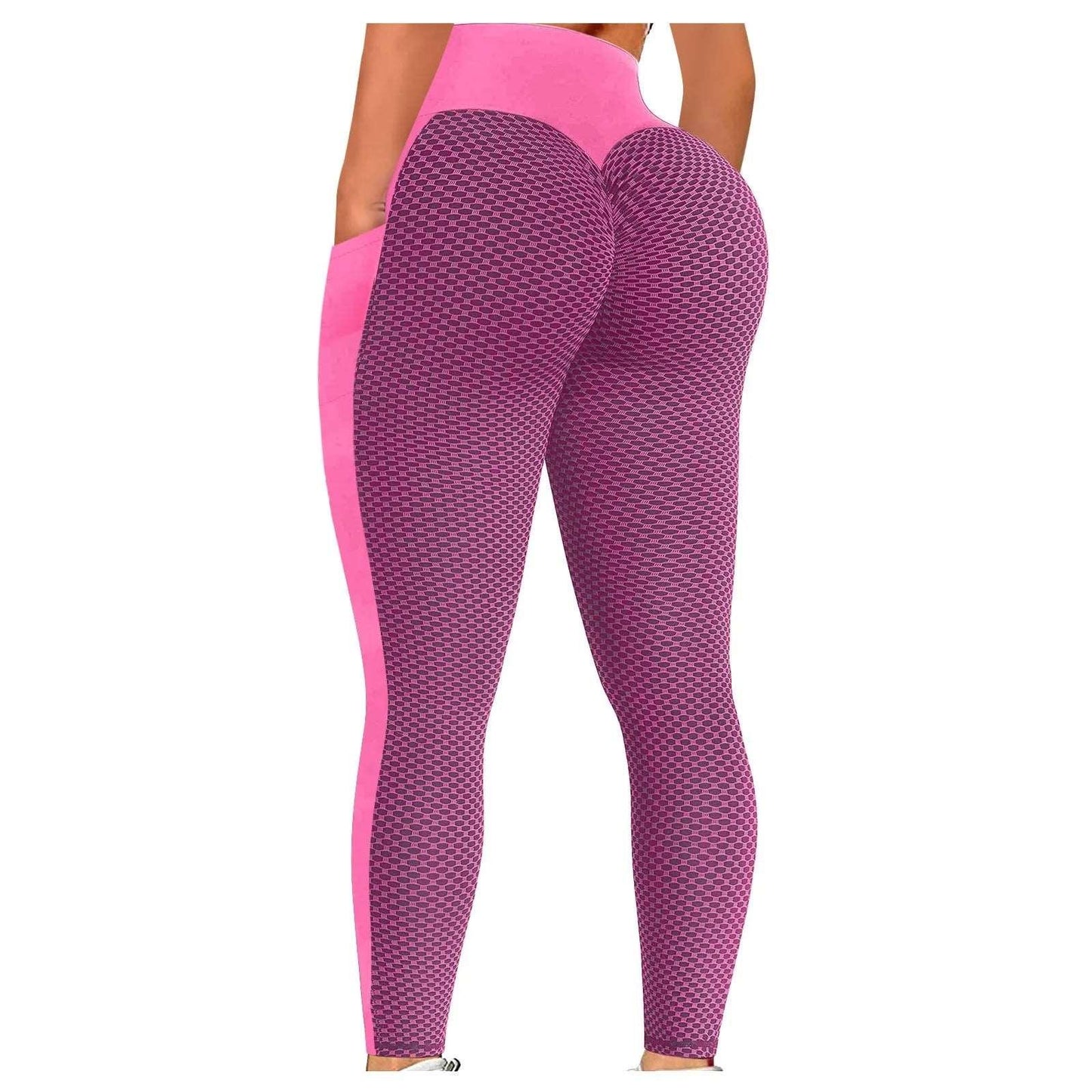 Anti Cellulite Pocket Leggings Women Push Up Honeycomb Butt Lift Booty Tights Sexy Workout Fitness Yoga High Waist Ruched Pants - - LEGGINGS