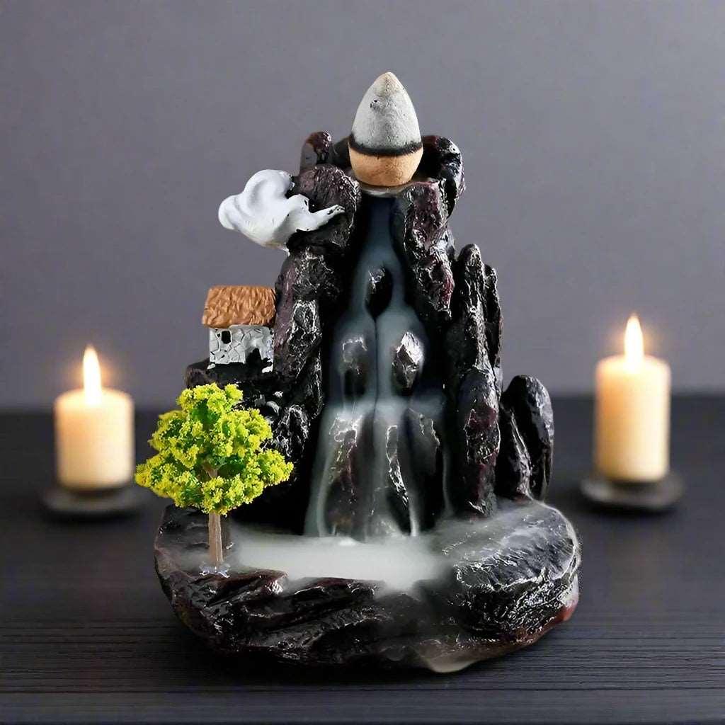 Aromatherapy Waterfall Incense Burner – Elegant Home Decor - Burgundy - Decorative Aroma Burners