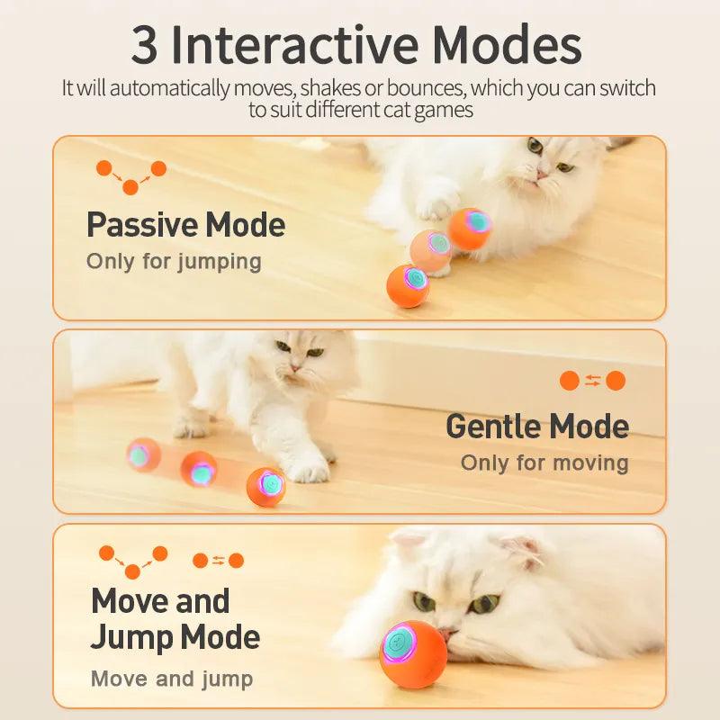 ROJECO Cat Toys Smart Interactive Cat Bouncing Ball Automatic Rolling Ball Training Self-moving Electric Toy Dog Pet Accessories - -