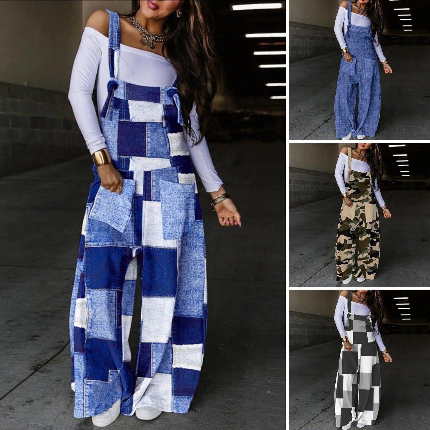 Women Summer Loose Thin Jumpsuits Harem Pants Wide Leg Pants Sleeveless Pockets Bib Jumpsuit Siamese Trousers Large Size S-5XL - - women's bottom