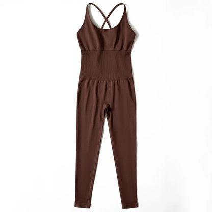 Solid Sleeveless Jumpsuit - Backless Bodycon Romper for Women - - Women's Fashion - Women's Clothing - Bottoms - Leggings