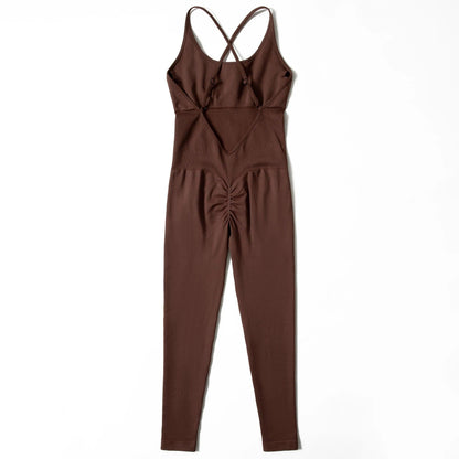 Solid Sleeveless Jumpsuit - Backless Bodycon Romper for Women - - Women's Fashion - Women's Clothing - Bottoms - Leggings