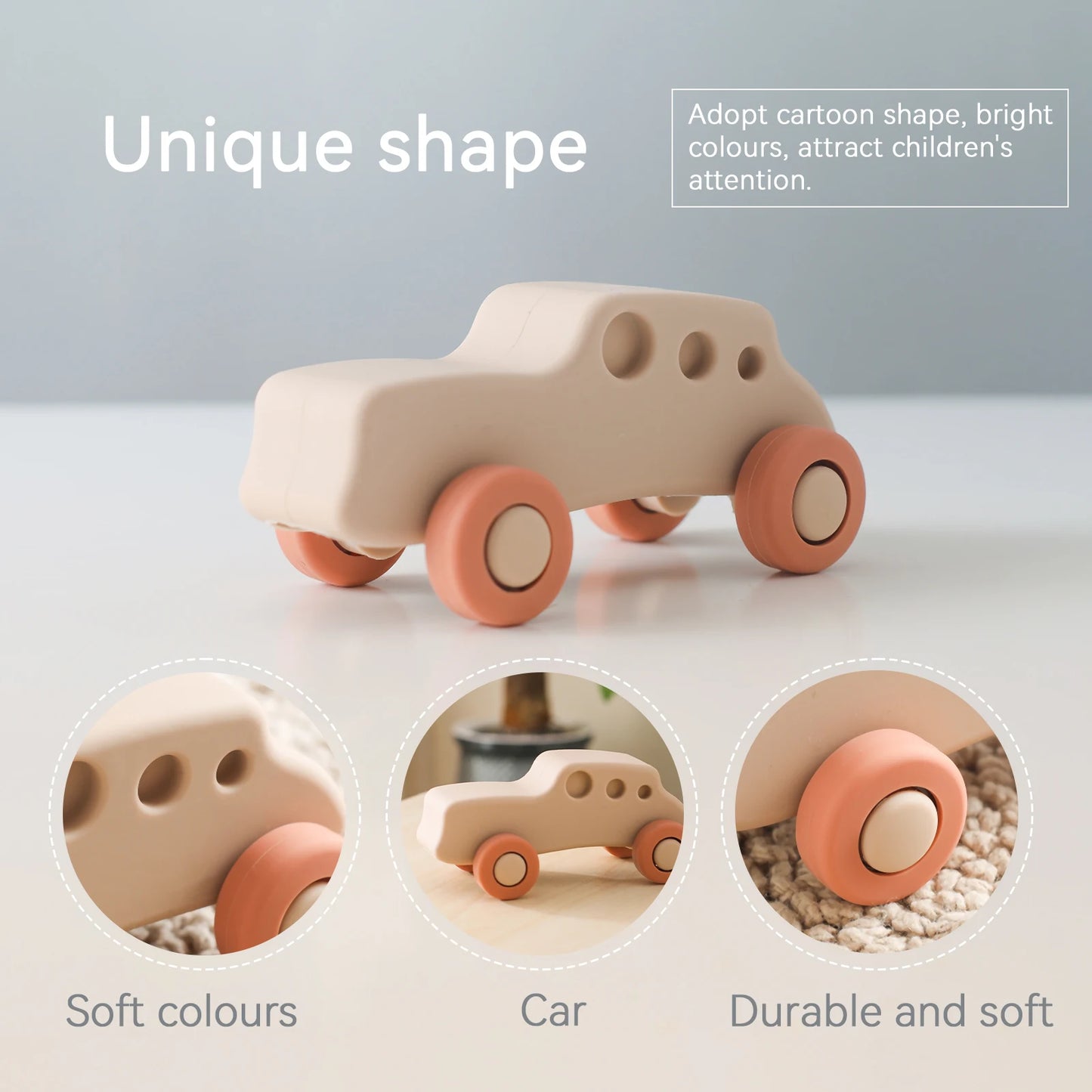 Silicone Baby Car Toy & Teether - Educational Blocks for 0-12 Months