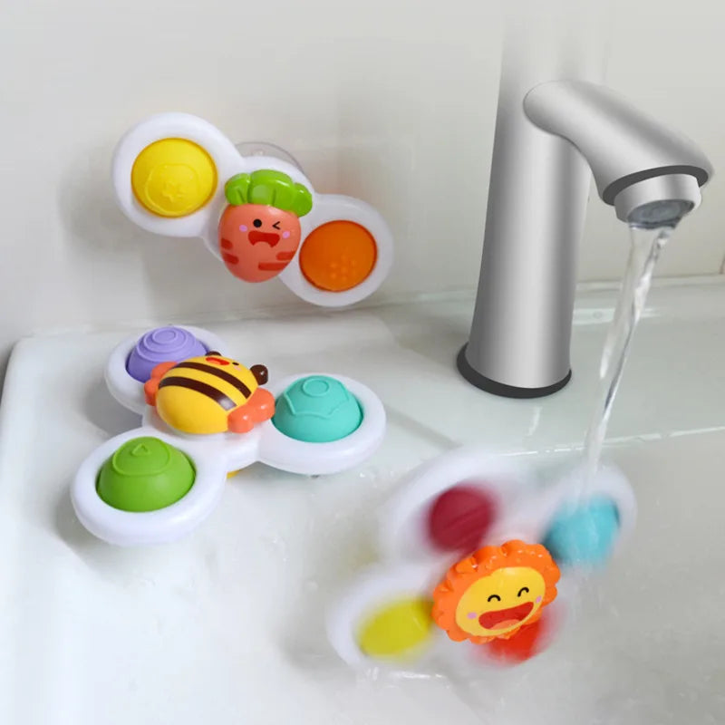 3Pcs Baby Teething Spinning Bath Toys - Stress Relief & Educational Fun