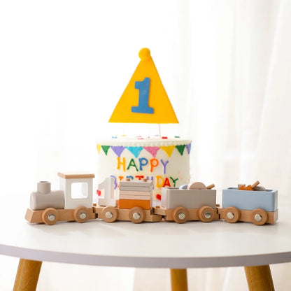 Montessori Wooden Train & Trolley - Educational Baby Toy with Numbers