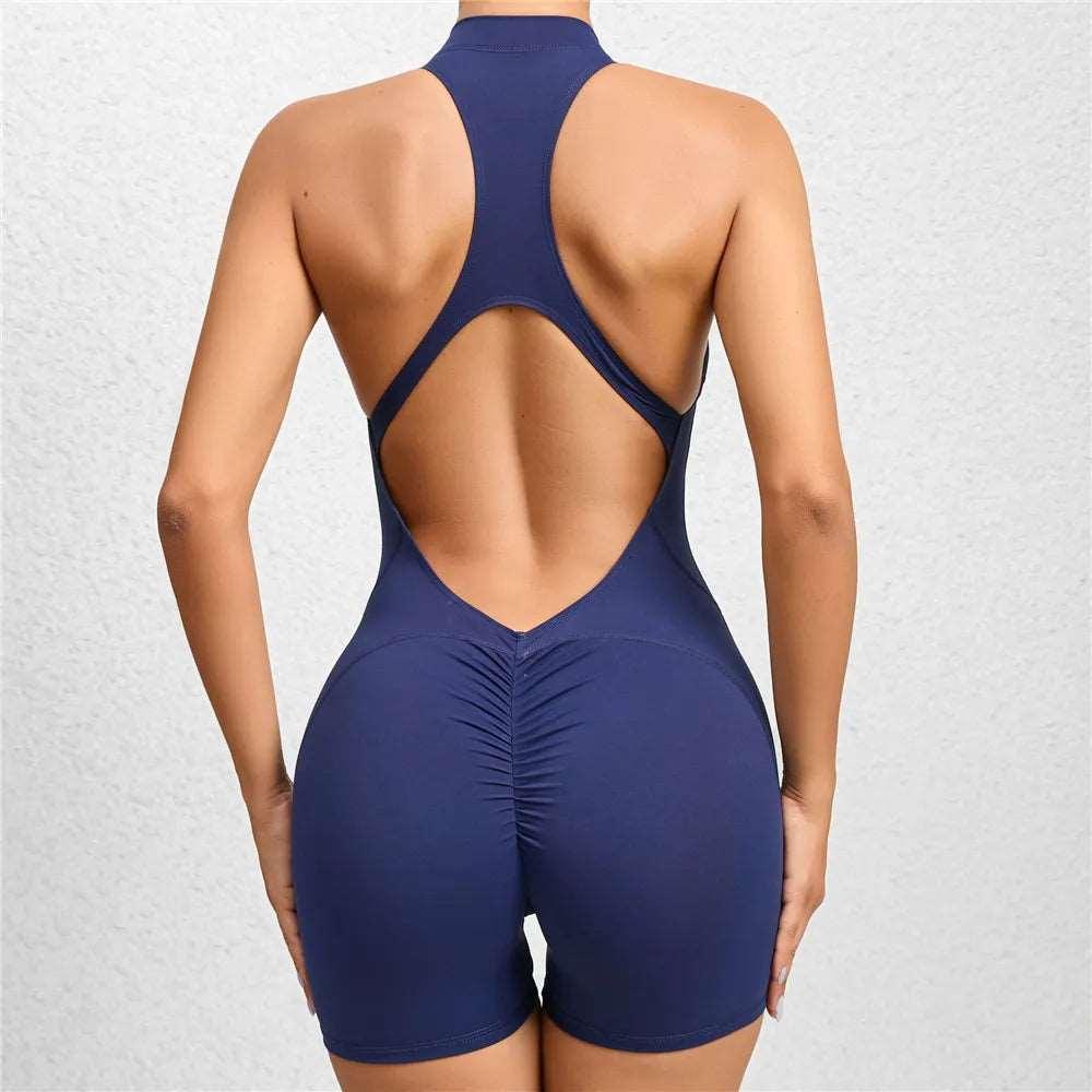 2024 Zipper Women's Tracksuit - One Piece Workout Jumpsuit with Scrunch Leggings for Yoga & Gym - - LEGGINGS