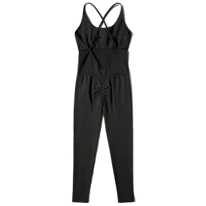 Solid Sleeveless Jumpsuit - Backless Bodycon Romper for Women - - Women's Fashion - Women's Clothing - Bottoms - Leggings