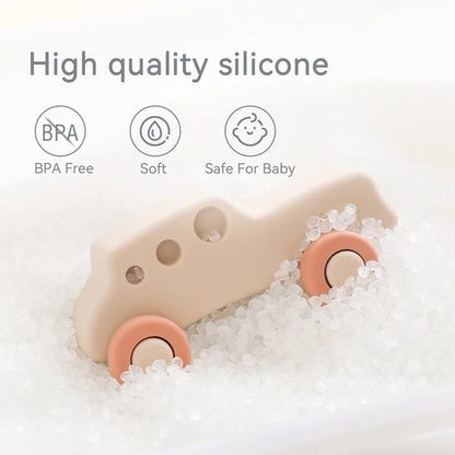 Silicone Baby Car Toy & Teether - Educational Blocks for 0-12 Months