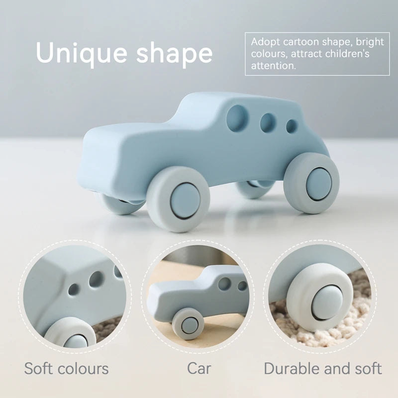 Silicone Baby Car Toy & Teether - Educational Blocks for 0-12 Months