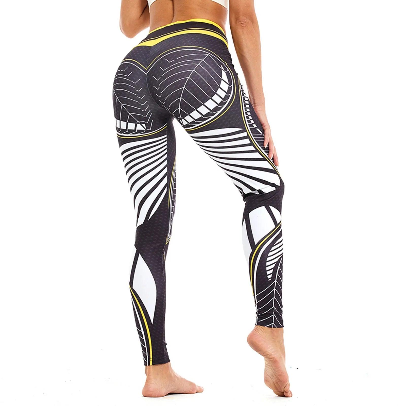 Plus Size High Waist Print Sports Leggings – Fitness & Yoga Athletic - - Activewear Leggings