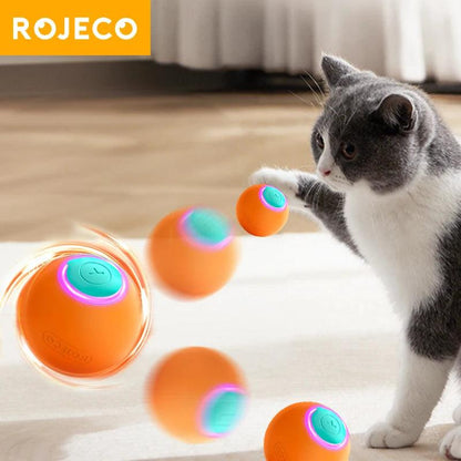 ROJECO Cat Toys Smart Interactive Cat Bouncing Ball Automatic Rolling Ball Training Self-moving Electric Toy Dog Pet Accessories - -