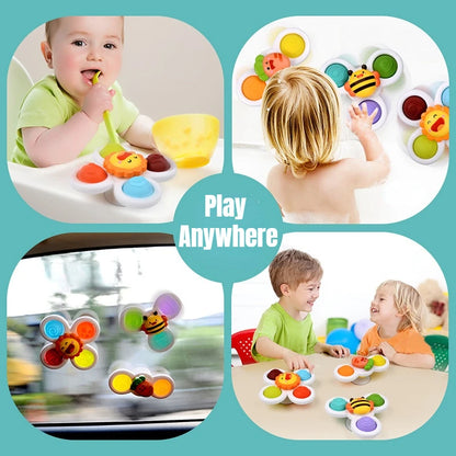 3Pcs Baby Teething Spinning Bath Toys - Stress Relief & Educational Fun