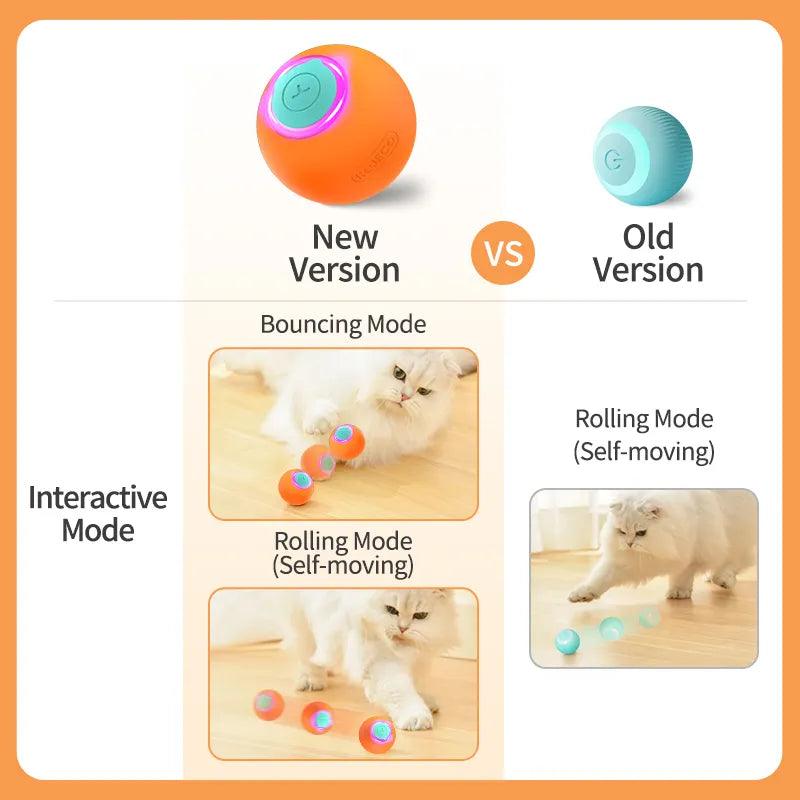 ROJECO Cat Toys Smart Interactive Cat Bouncing Ball Automatic Rolling Ball Training Self-moving Electric Toy Dog Pet Accessories - -