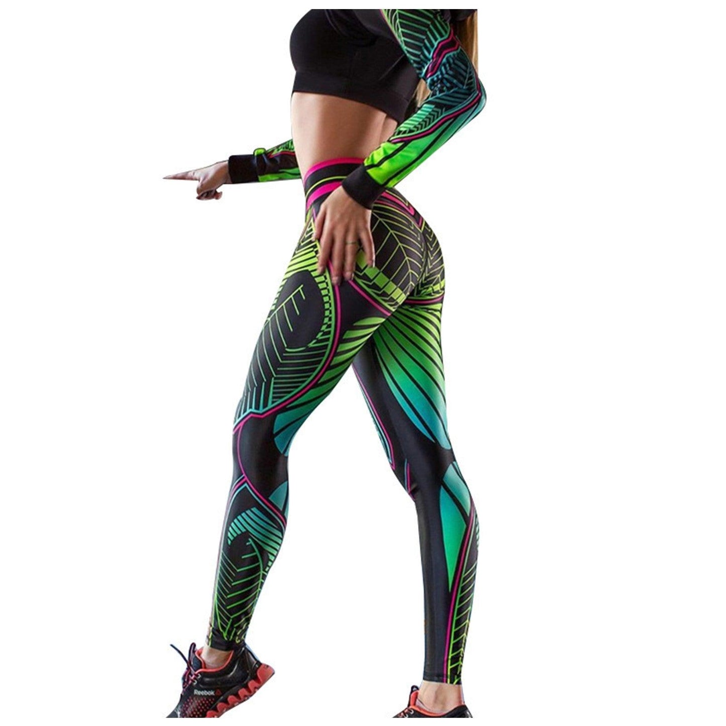 Plus Size High Waist Print Sports Leggings – Fitness & Yoga Athletic - - Activewear Leggings