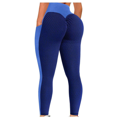 Anti Cellulite Pocket Leggings Women Push Up Honeycomb Butt Lift Booty Tights Sexy Workout Fitness Yoga High Waist Ruched Pants - - LEGGINGS