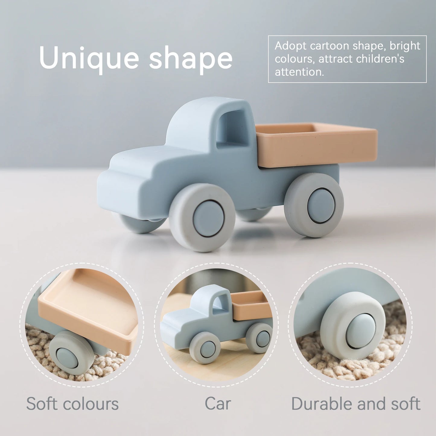 Silicone Baby Car Toy & Teether - Educational Blocks for 0-12 Months