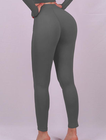 Women's High Waist Lift High Elastic Tight Yoga Pants - Grey - leggins