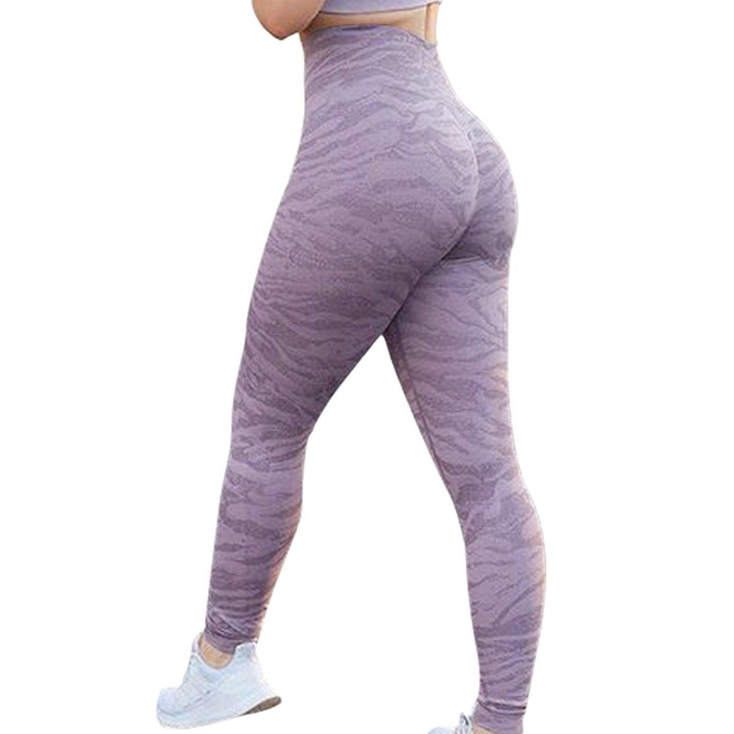 Women's Push-Up Booty Leggings - Gym & Yoga Pants - Dark purple zebra - leggins