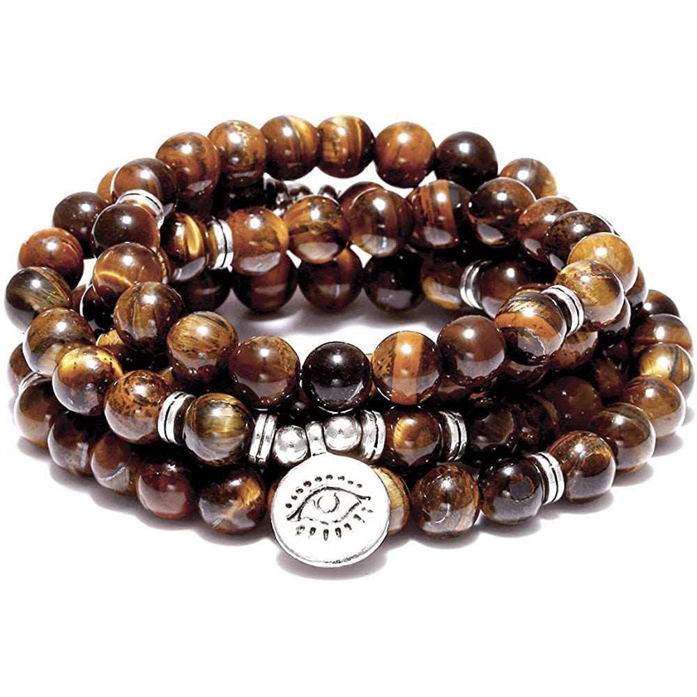 Amazon Stone Tiger Eye Stone Bracelet Necklace 108 Buddha Beads Lotus Bracelet - Fit4Goals.com