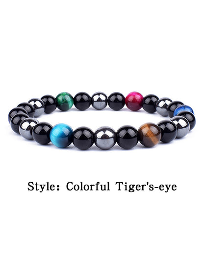 OAIITE Charm Bracelet: Turkish Evil Eye, Tiger Eye & Hematite Healing Jewelry