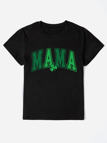 MAMA Round Neck Short Sleeve T-Shirt - - Women's T-Shirt