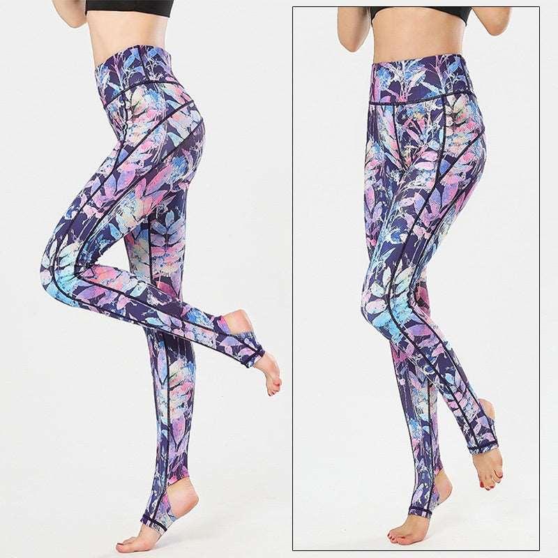 Fit4Goals™ High Waist Yoga Pants - Floral Push Up Leggings for Running - - Leggings