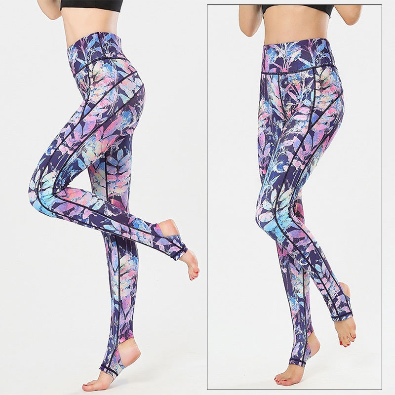 Fit4Goals™ Women's High Waist Tummy Control Yoga Pants - Floral Push Up Sports Leggings for Running & Workout