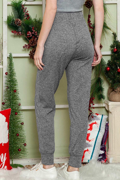 Women's Black Casual Drawstring Drop Waist Pocketed Joggers - - Pants